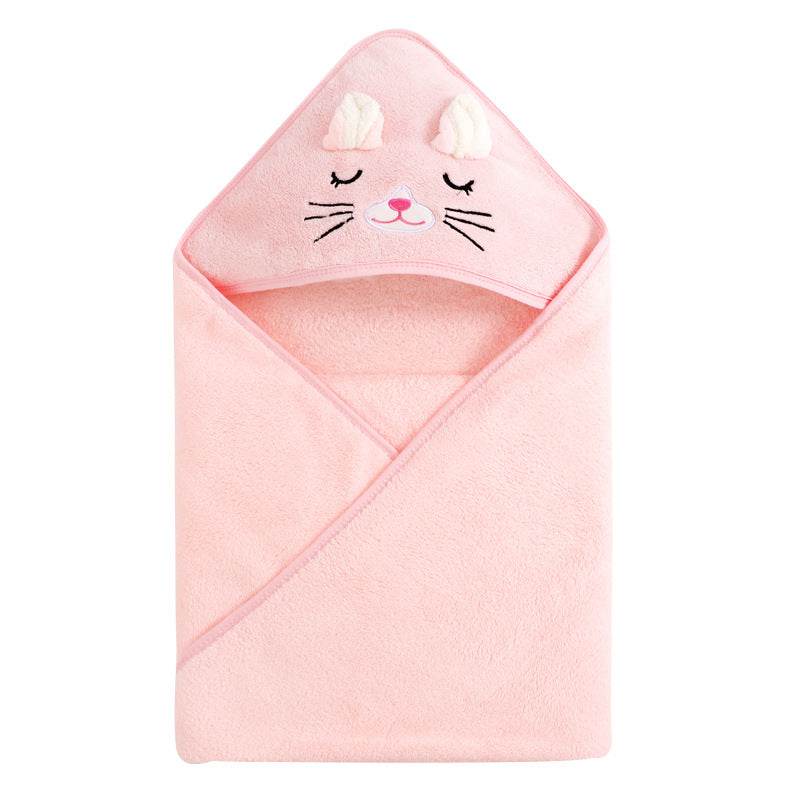 Cute Cartoon Hugging Quilt Coral Fleece Hooded Bath Towel - Mubimart