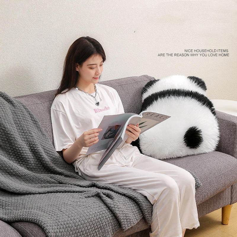 Cute Panda Back View Bedside Pillow Cushion - Mubimart