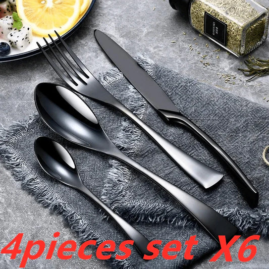 Cutlery-Cutlery-Stainless-Steel-Western-Tableware-Titanium-Plated-Black-Gold-Mubimart-3306 - Mubimart