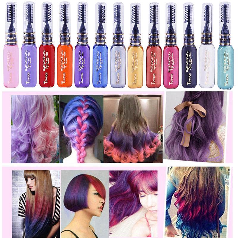 DIY Dye Stick One-off Hair Color Dye Comb Temporary Crayons Hair Color Comb Washable Hair Dye Crayons - Mubimart