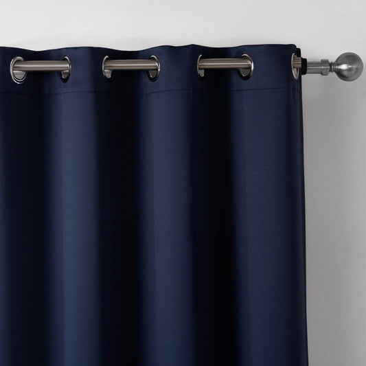 Dark Blue Bedroom Blackout Fabric Printed Curtains - Mubimart