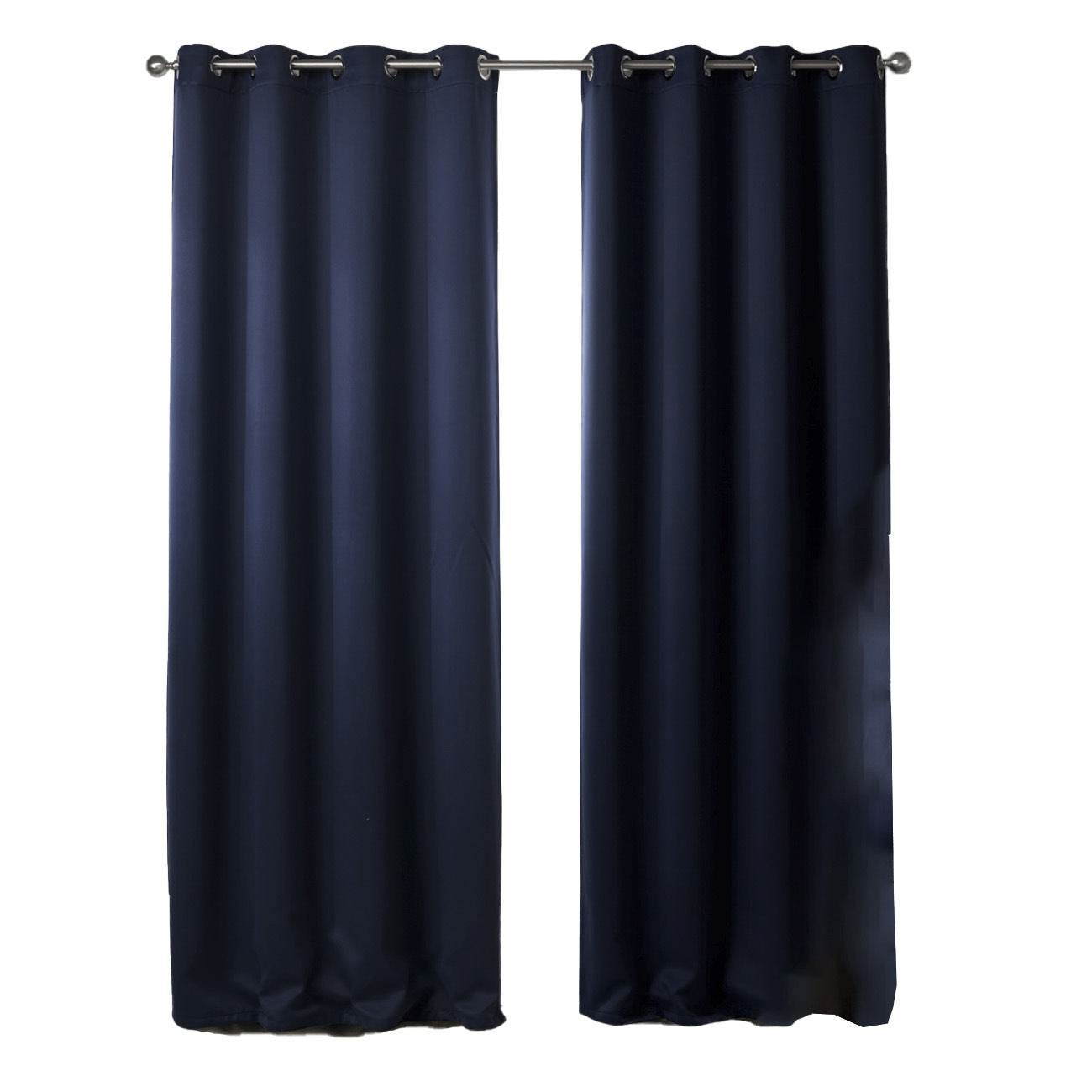 Dark Blue Bedroom Blackout Fabric Printed Curtains - Mubimart