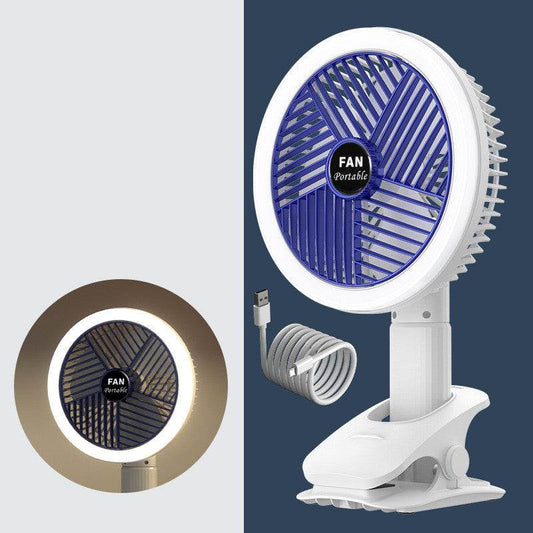 Desktop Electric Fan Clip Fan Rechargeable Office Student Dormitory With Desk Lamp Fan Wall Hanging Small Mute Fan - Mubimart