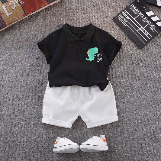 Dinosaur Short-sleeved T-shirt Boy Cartoon Two-piece Suit - Mubimart