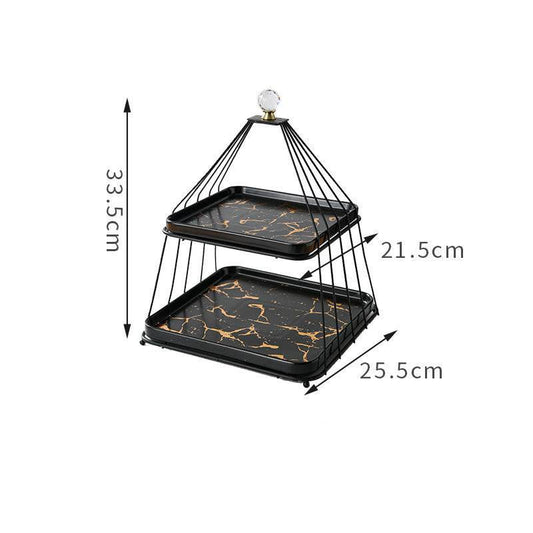 Double Three Layers Fruit Stand Ceramic Cake Wedding Display Stand - Mubimart