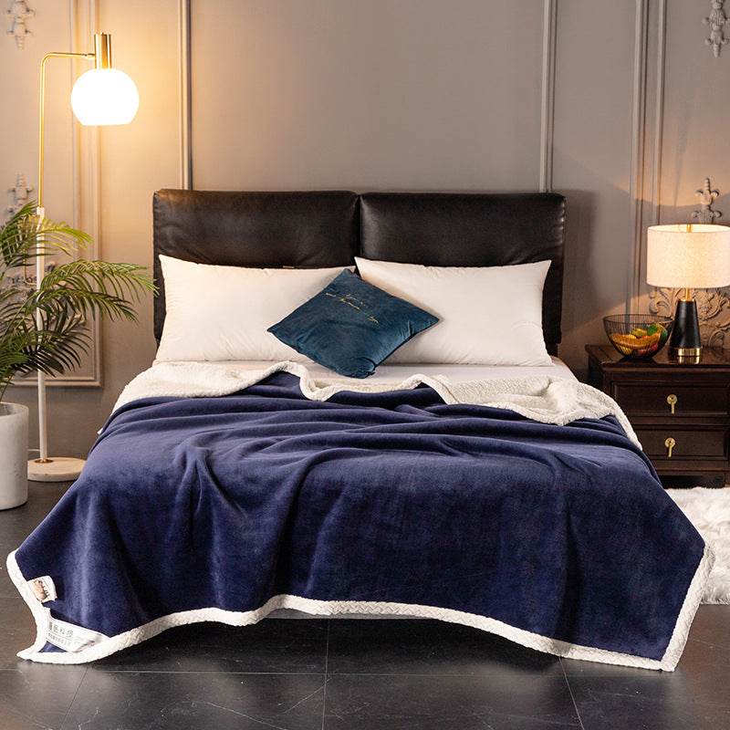 Double fleece blanket fleece blanket thick fleece blanket - Mubimart