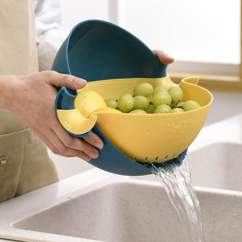 Double-layer rotating drain basket - Mubimart