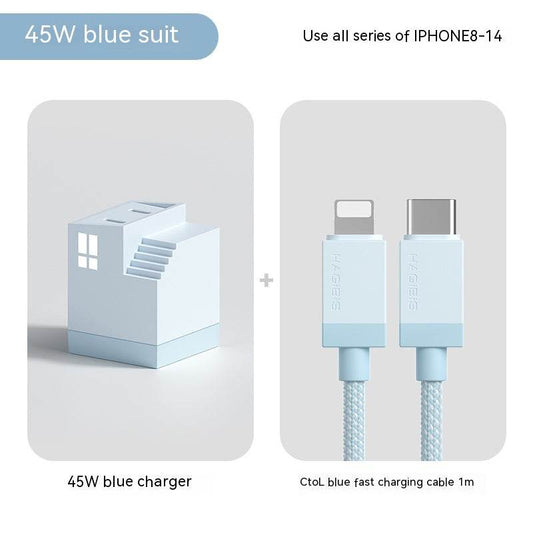 Dual Port Fast Charging Head Type C Charger Dual Power Adapter Wall Charger Box - Mubimart