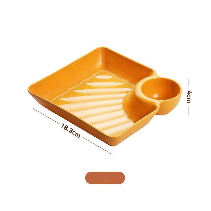 Dumpling Plate With Vinegar Dish Dumpling Plate Dinner Plate Square Plate - Mubimart