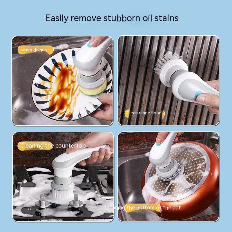 Electric Cleaning Brush 4 In 1 Spinning Scrubber Handheld Electric Cordless Cleaning Brush Portable - Mubimart