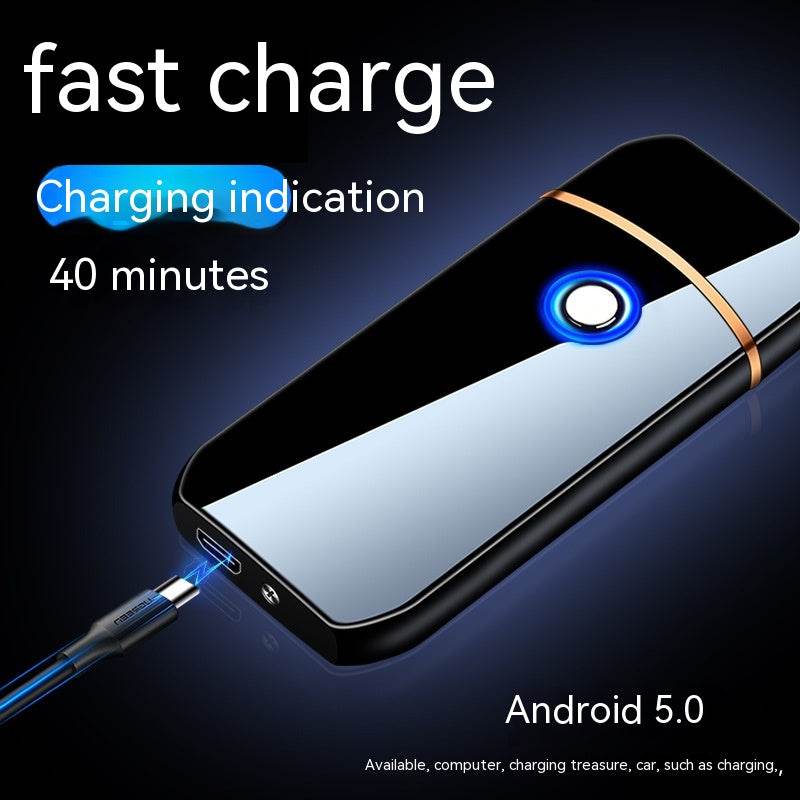 Electronic Charging USB Cigarette Lighter Metal Windproof Creative Lighter - Mubimart