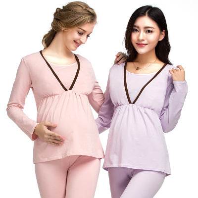 Enjoy the winter pregnant pregnant women pregnant women suit long johns lactation clothes suit feeding pajamas Home Furnishing confinement suit - Mubimart