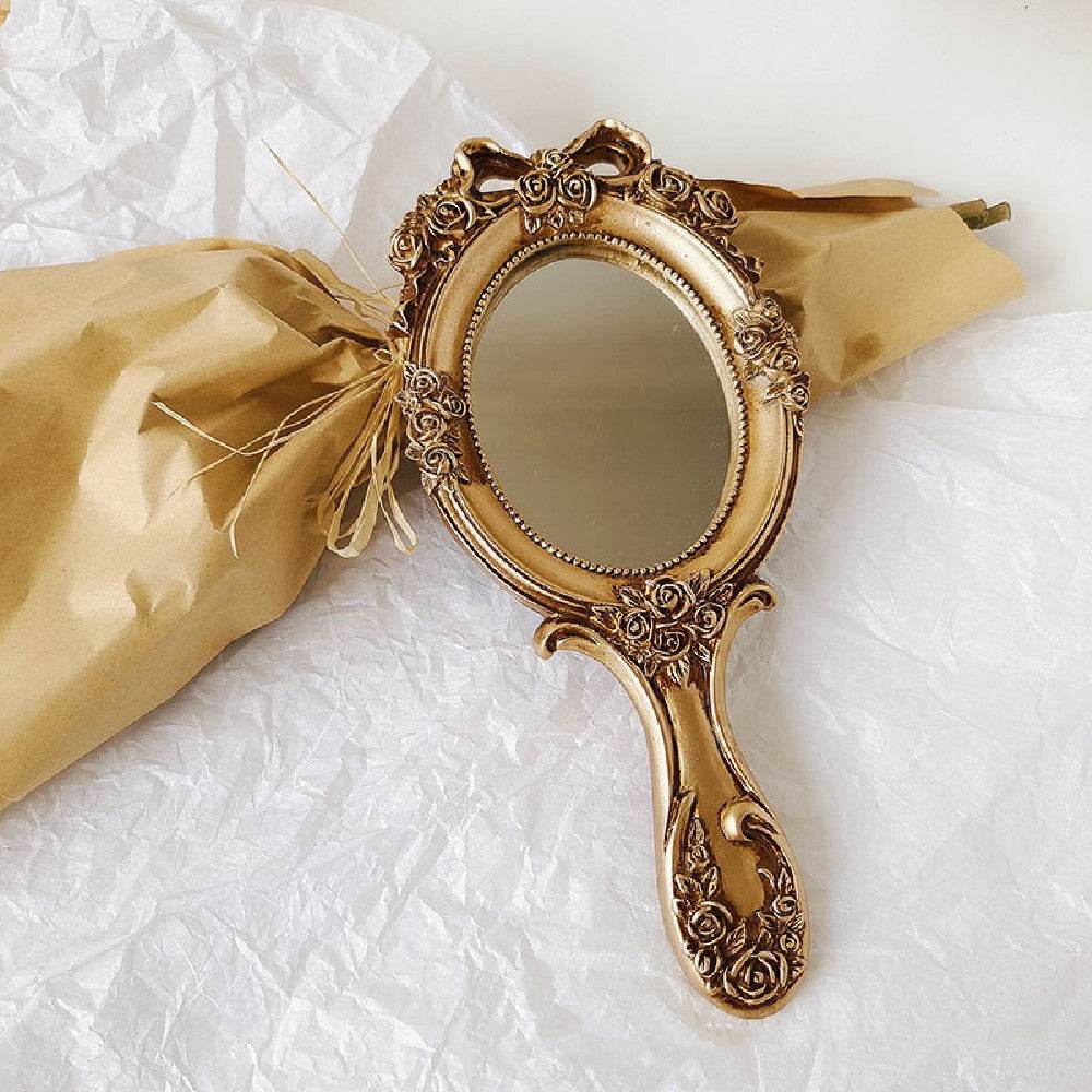 European Vintage Hand-held Makeup Mirror - Mubimart