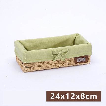 Fabric Desktop Storage Straw Storage Basket - Mubimart