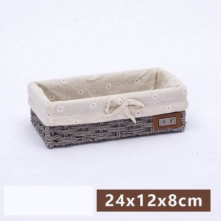 Fabric Desktop Storage Straw Storage Basket - Mubimart