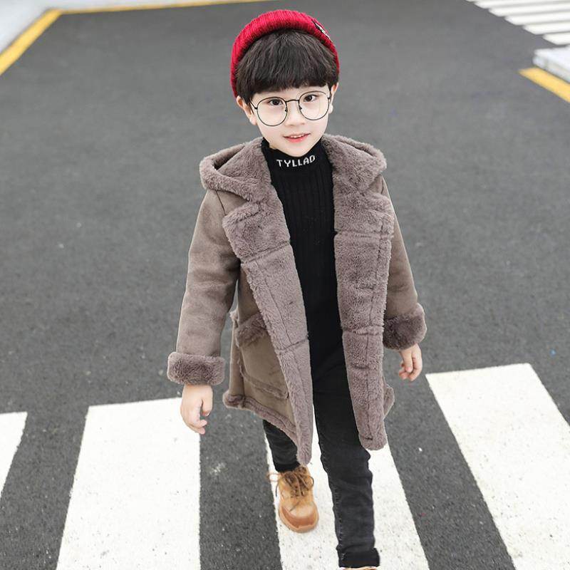 Fashion Boys' Suede Padded Trench Coat - Mubimart