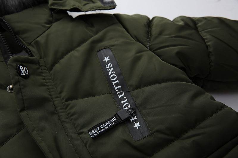 Fashion Boys Thicken Letter Print Hooded Cotton Jacket - Mubimart