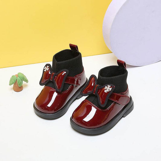 Fashionable Temperament Princess Leather Soft-soled Girls Short Boots Toddler Shoes - Mubimart