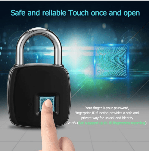 Fingerprint padlock smart lock anti-theft door lock outdoor door padlock luggage lock fingerprint padlock - Mubimart