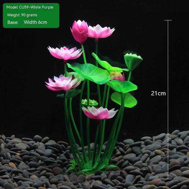 Fish Tank Landscaping Lotus Flowers Water Plants And Simulated Plants - Mubimart