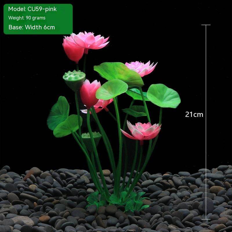 Fish Tank Landscaping Lotus Flowers Water Plants And Simulated Plants - Mubimart