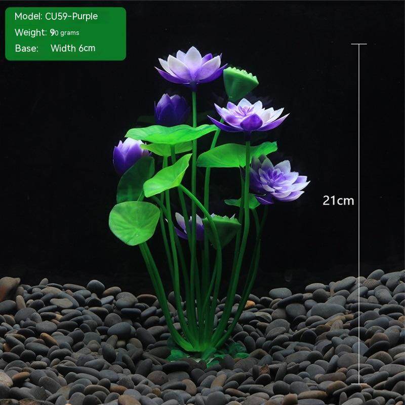 Fish Tank Landscaping Lotus Flowers Water Plants And Simulated Plants - Mubimart