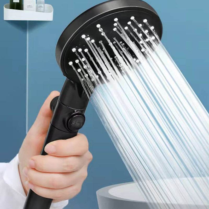 Five-speed Adjustment One-button Water-stop All-black Shower Head - Mubimart