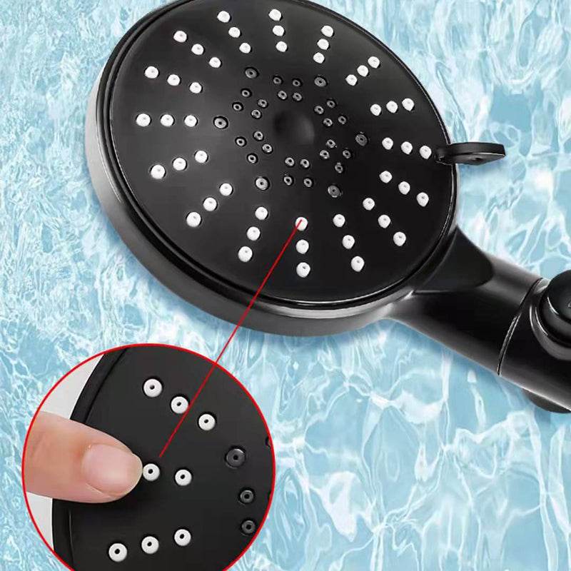 Five-speed Adjustment One-button Water-stop All-black Shower Head - Mubimart