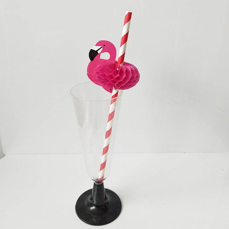 Flamingo Party Paper Straws Environmentally Friendly Kraft Paper Straws - Mubimart