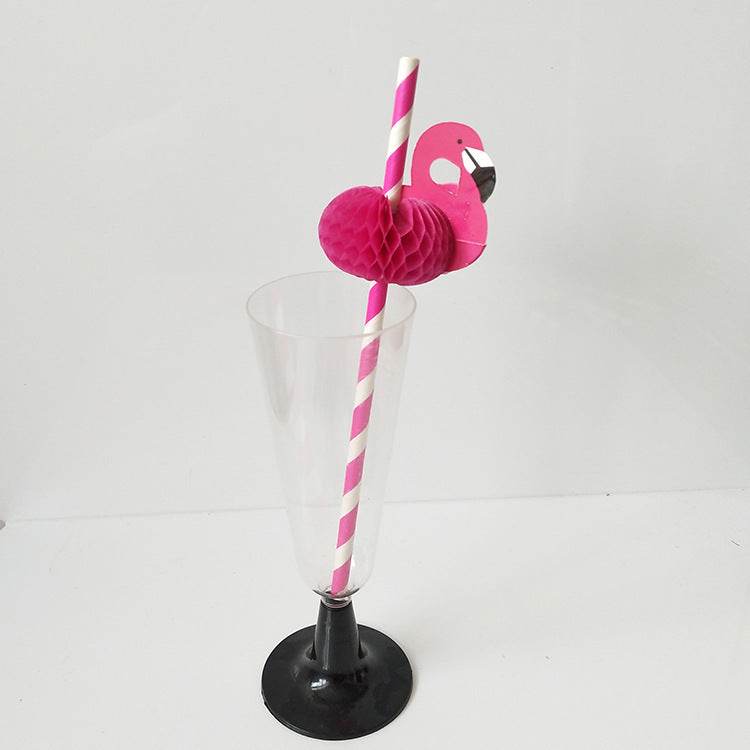 Flamingo Party Paper Straws Environmentally Friendly Kraft Paper Straws - Mubimart