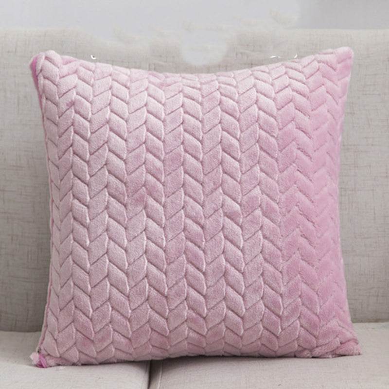 Flannel Solid Color Throw Pillow Sofa Cover Cushion Cover Nordic Style Simple Style - Mubimart