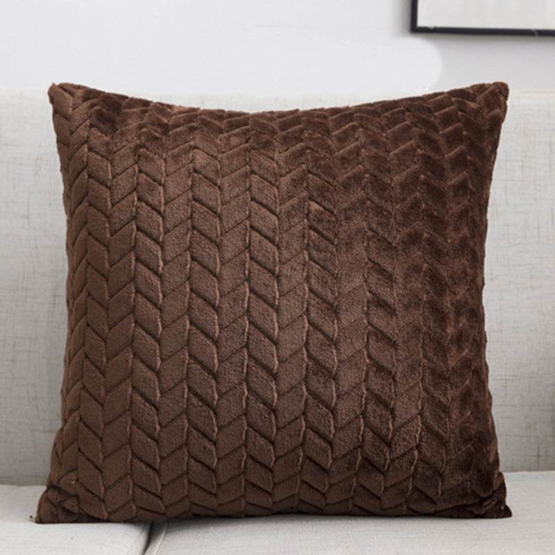 Flannel Solid Color Throw Pillow Sofa Cover Cushion Cover Nordic Style Simple Style - Mubimart