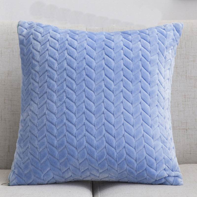 Flannel Solid Color Throw Pillow Sofa Cover Cushion Cover Nordic Style Simple Style - Mubimart