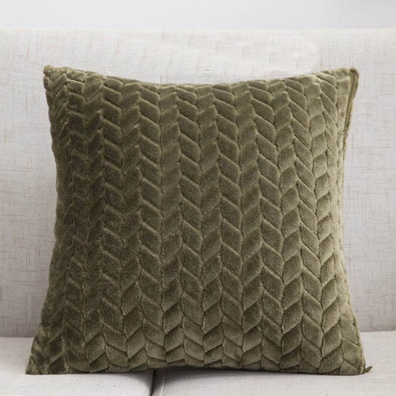 Flannel Solid Color Throw Pillow Sofa Cover Cushion Cover Nordic Style Simple Style - Mubimart