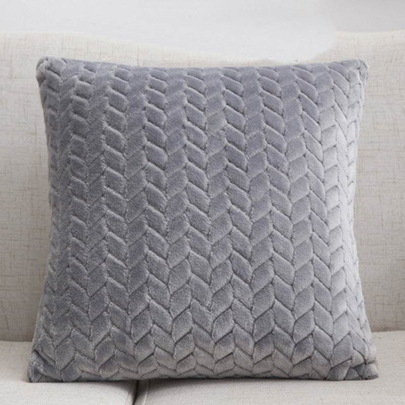 Flannel Solid Color Throw Pillow Sofa Cover Cushion Cover Nordic Style Simple Style - Mubimart