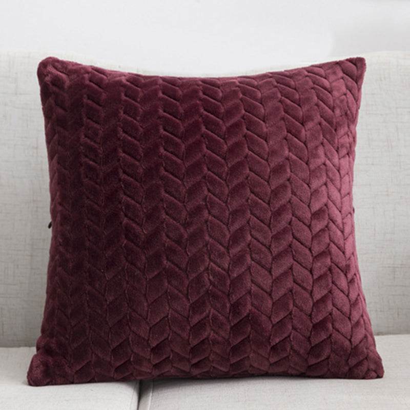 Flannel Solid Color Throw Pillow Sofa Cover Cushion Cover Nordic Style Simple Style - Mubimart