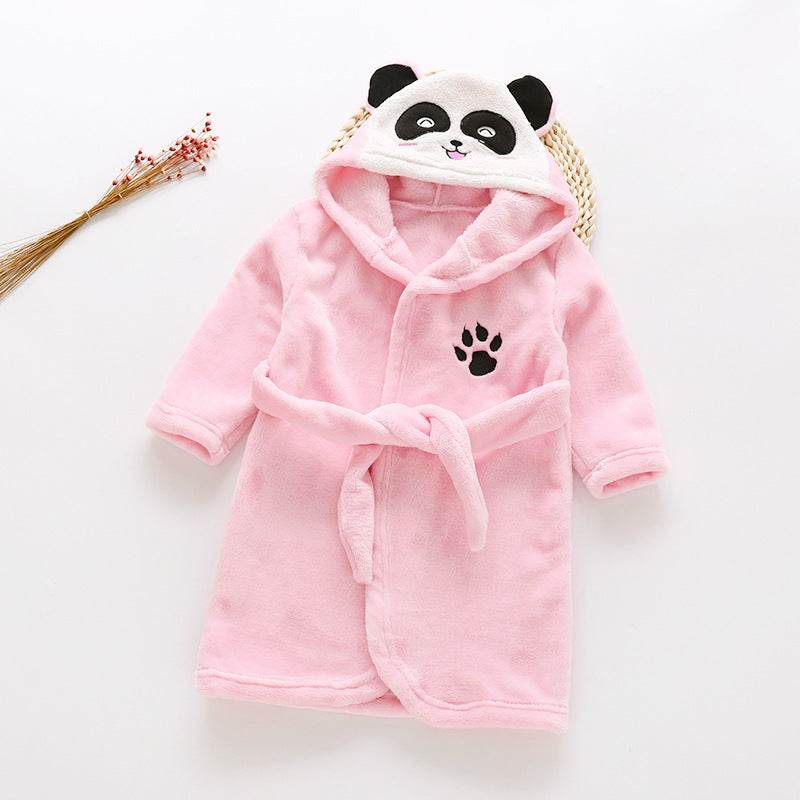 Flannel lace hooded bathrobe - Mubimart