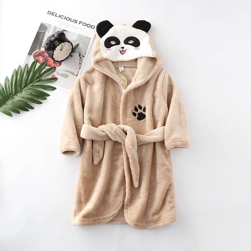 Flannel lace hooded bathrobe - Mubimart