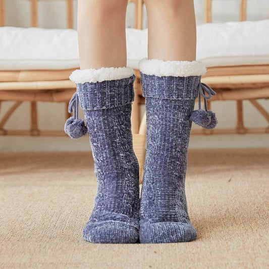 Floor Socks Snow Socks Home Warm With Velvet Leg Warmer Confinement Slippers Socks - Mubimart