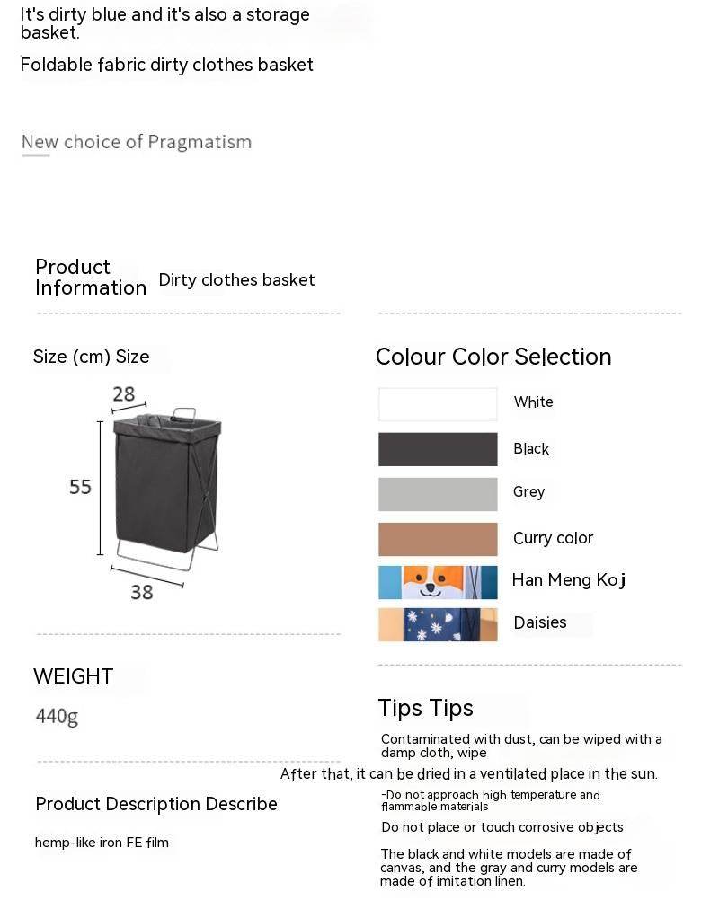Foldable Fabric Laundry Basket Large Storage - Mubimart
