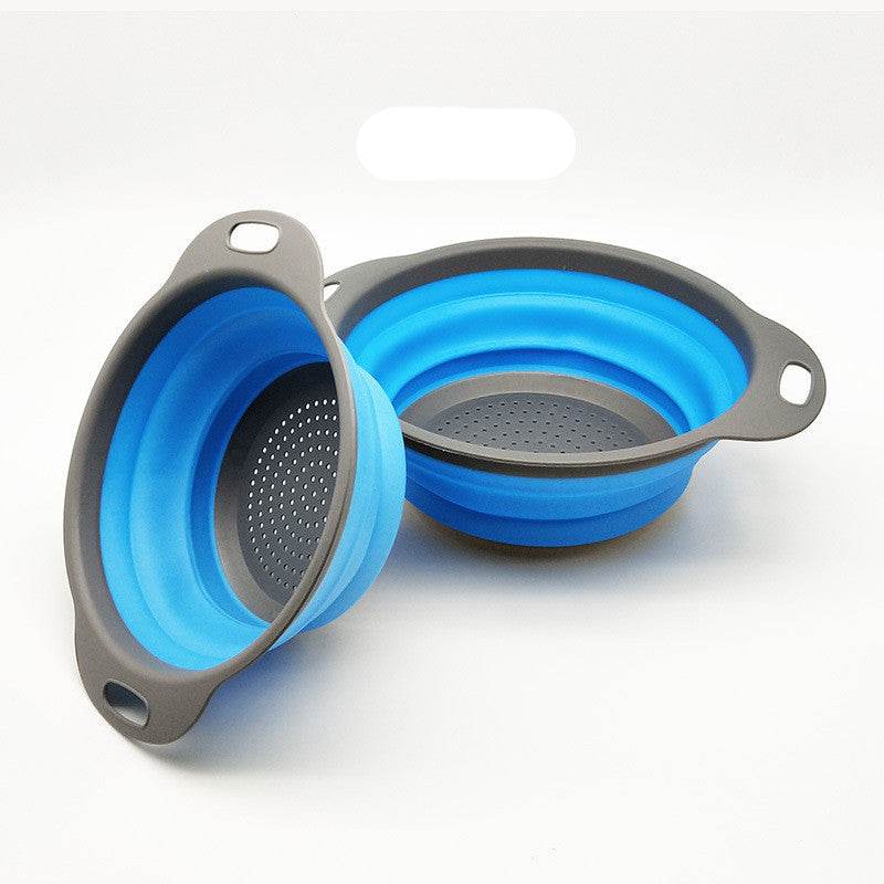 Foldable Silicone Colander Fruit Vegetable Washing Drain Basket Strainer Kitchen Collapsible Silicone Colander Baskets - Mubimart