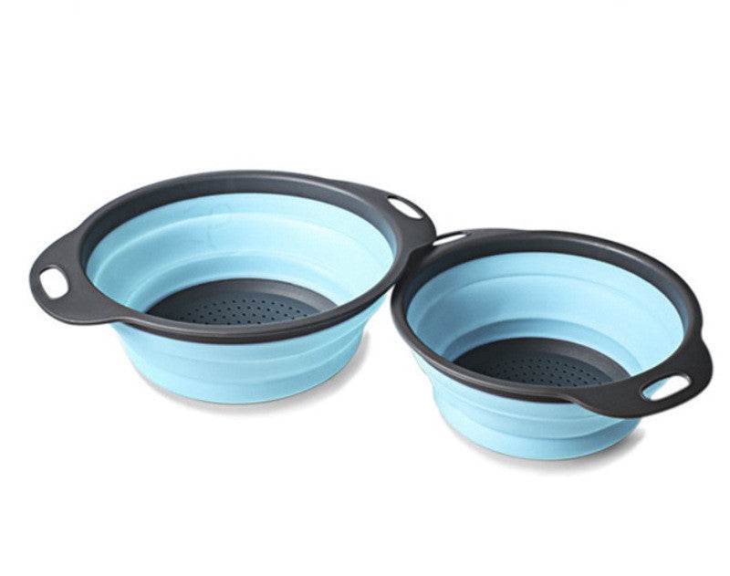 Foldable Silicone Colander Fruit Vegetable Washing Drain Basket Strainer Kitchen Collapsible Silicone Colander Baskets - Mubimart