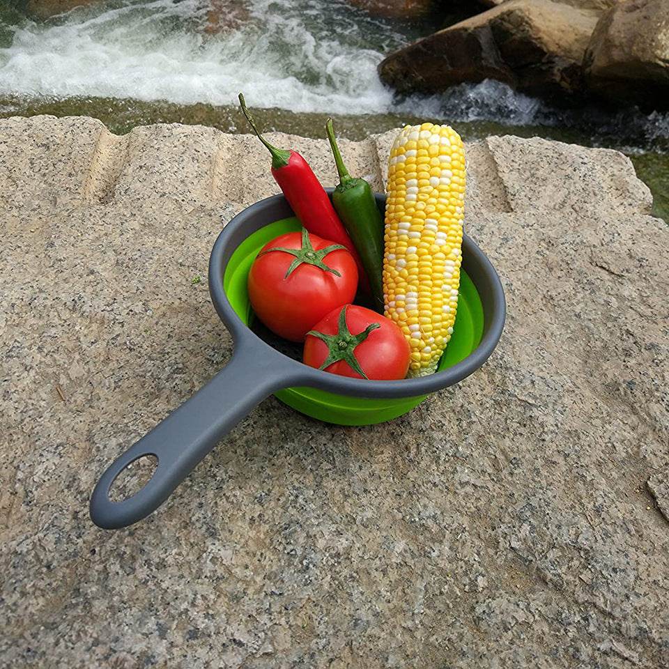 Foldable Silicone Colander Fruit Vegetable Washing Drain Basket Strainer Kitchen Collapsible Silicone Colander Baskets - Mubimart