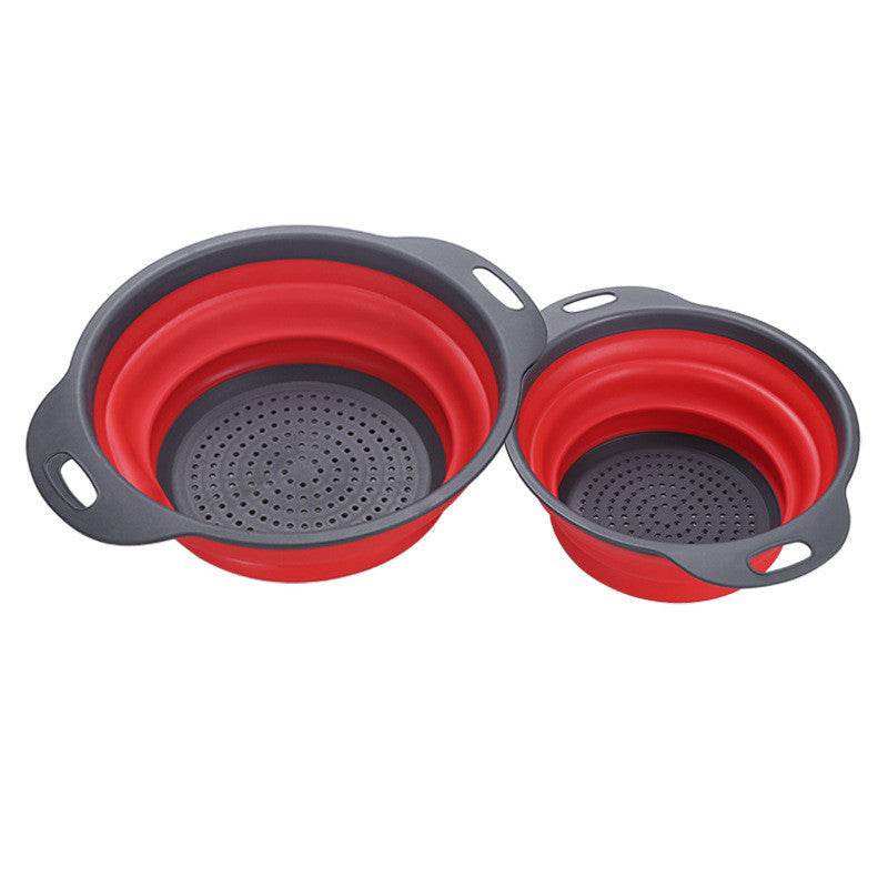 Foldable Silicone Colander Fruit Vegetable Washing Drain Basket Strainer Kitchen Collapsible Silicone Colander Baskets - Mubimart