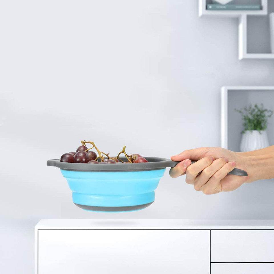 Foldable Silicone Colander Fruit Vegetable Washing Drain Basket Strainer Kitchen Collapsible Silicone Colander Baskets - Mubimart