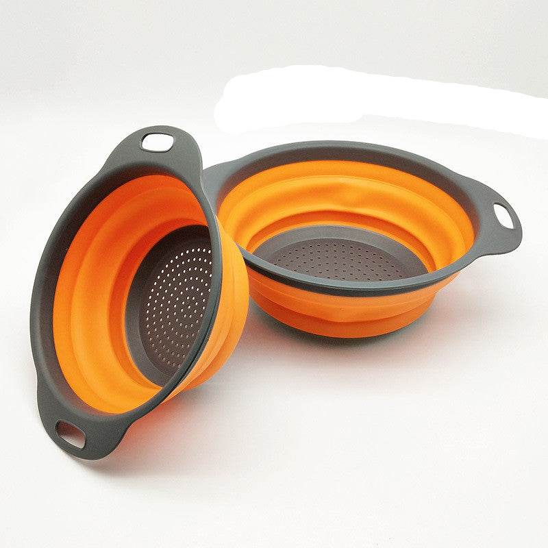 Foldable Silicone Colander Fruit Vegetable Washing Drain Basket Strainer Kitchen Collapsible Silicone Colander Baskets - Mubimart