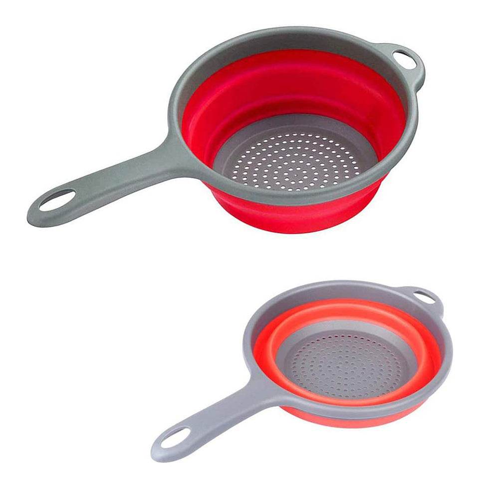 Foldable Silicone Colander Fruit Vegetable Washing Drain Basket Strainer Kitchen Collapsible Silicone Colander Baskets - Mubimart