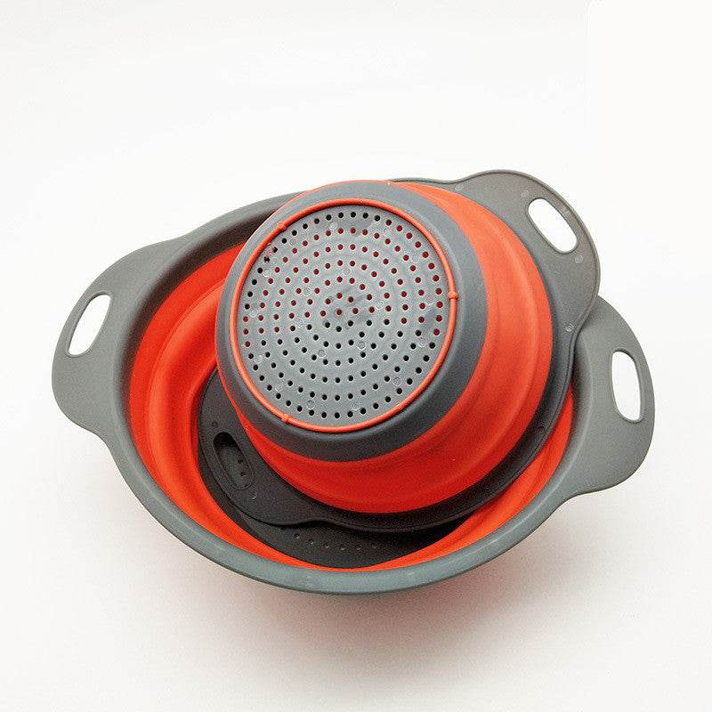 Foldable Silicone Colander Fruit Vegetable Washing Drain Basket Strainer Kitchen Collapsible Silicone Colander Baskets - Mubimart