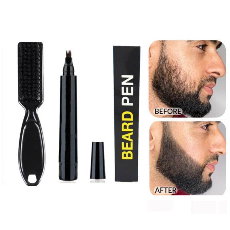Four-pronged Beard Pen Beard Filling Pen Beard Pencil And Beard Brush Combination - Mubimart