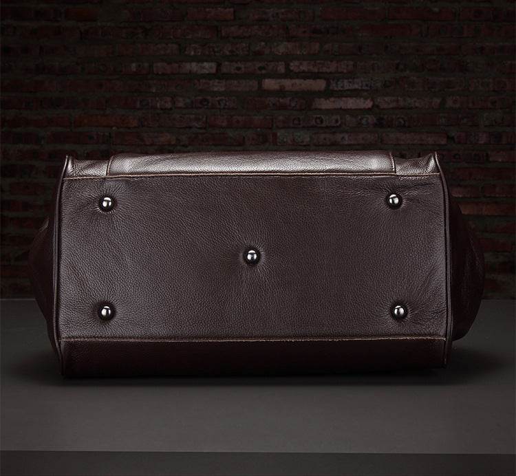 Genuine Leather Business Luggage And Travel Bag - Mubimart
